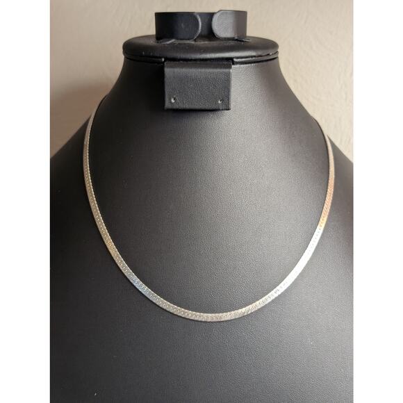 VTG 925 Italy Sterling Silver 4mm Herringbone 20" Chain W/ Lobster Claw Clasp - Picture 1 of 7